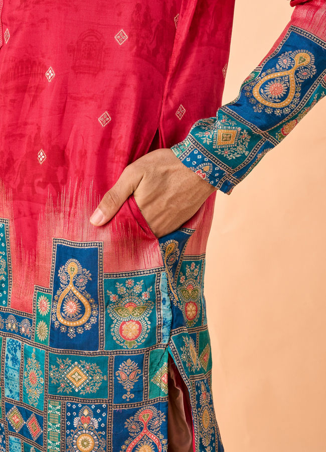 Manyavar Men Radiant Red Kurta Pajama