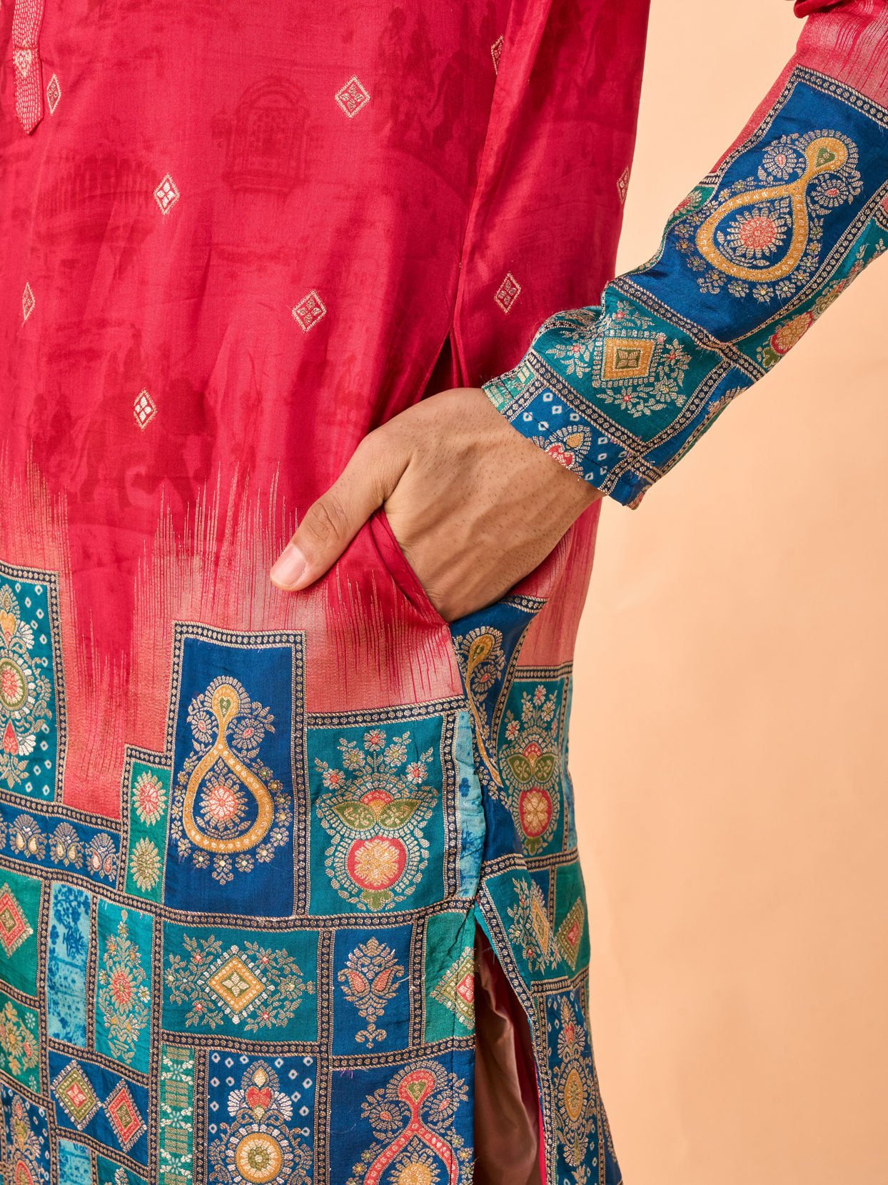 Manyavar Men Radiant Red Kurta Pajama