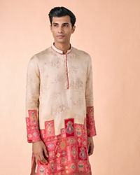 Manyavar Men Beige Elegance Kurta Pajama