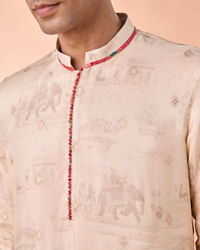 Manyavar Men Beige Elegance Kurta Pajama