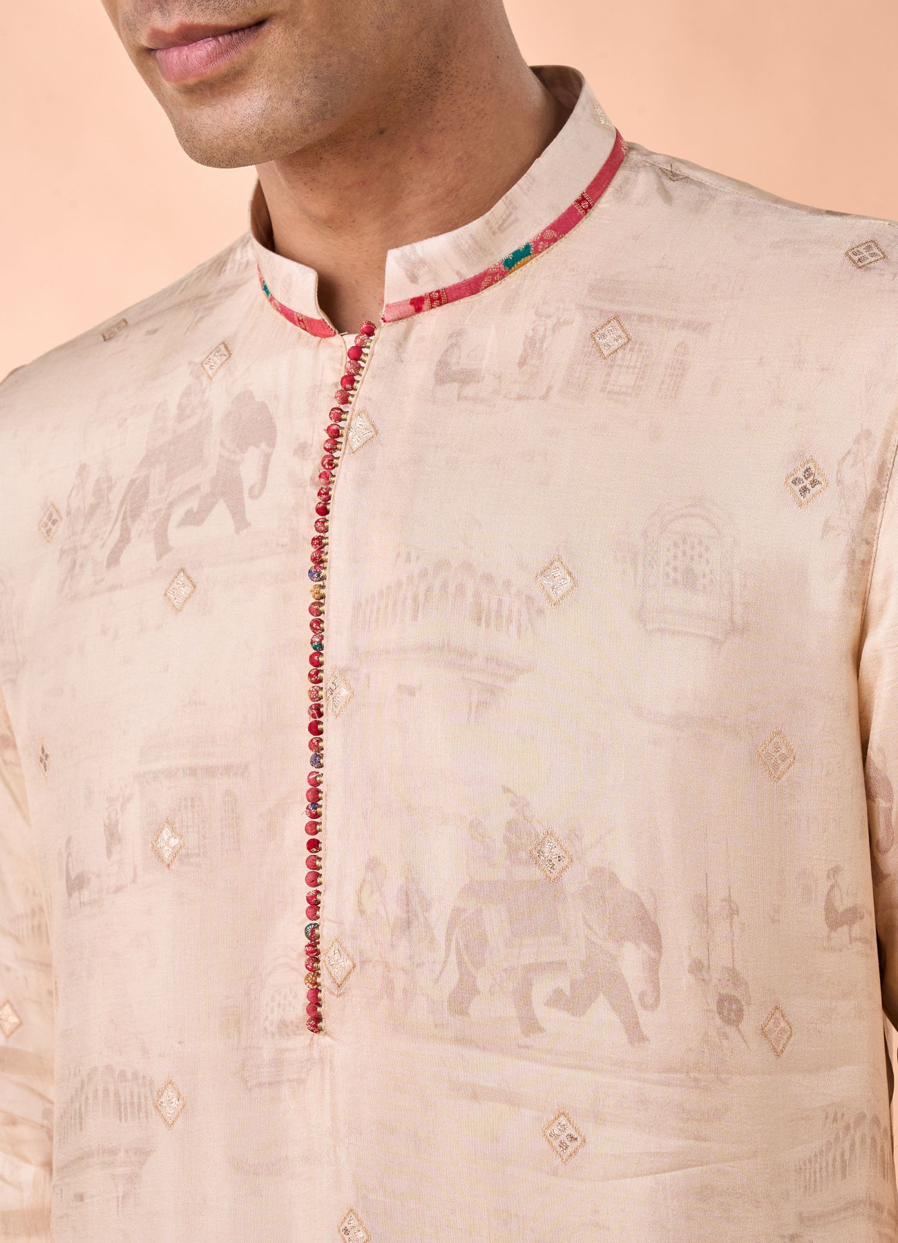 Manyavar Men Beige Elegance Kurta Pajama