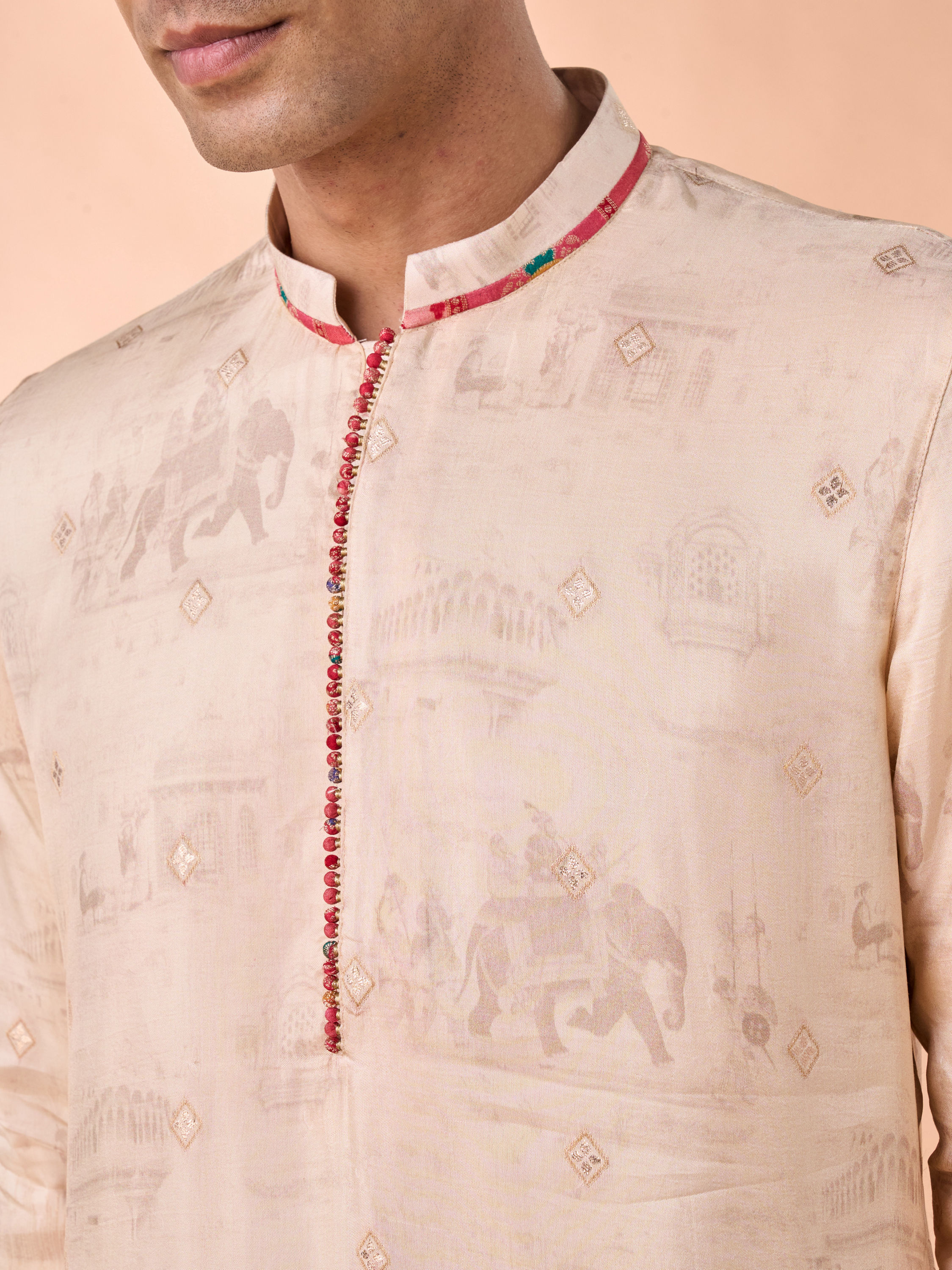 Manyavar Men Beige Elegance Kurta Pajama