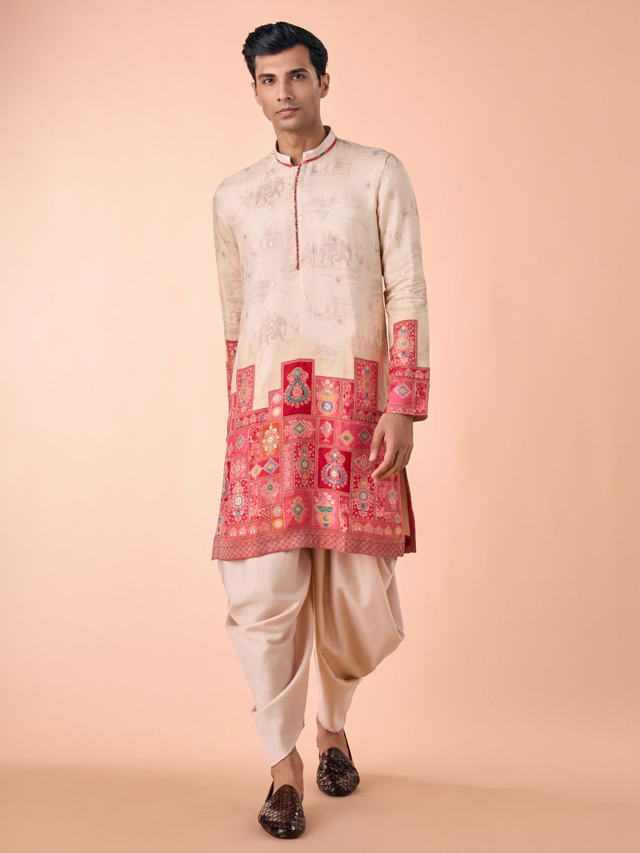 Manyavar Men Beige Elegance Kurta Pajama