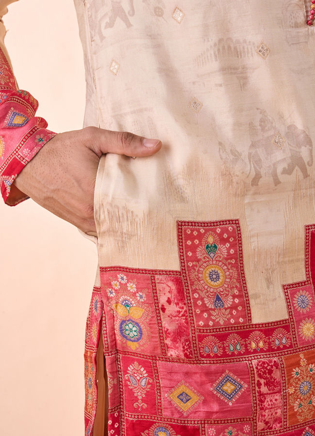 Manyavar Men Beige Elegance Kurta Pajama