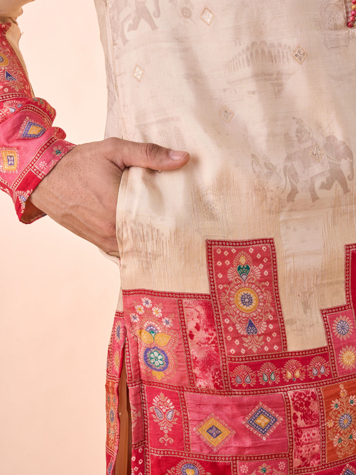 Manyavar Men Beige Elegance Kurta Pajama