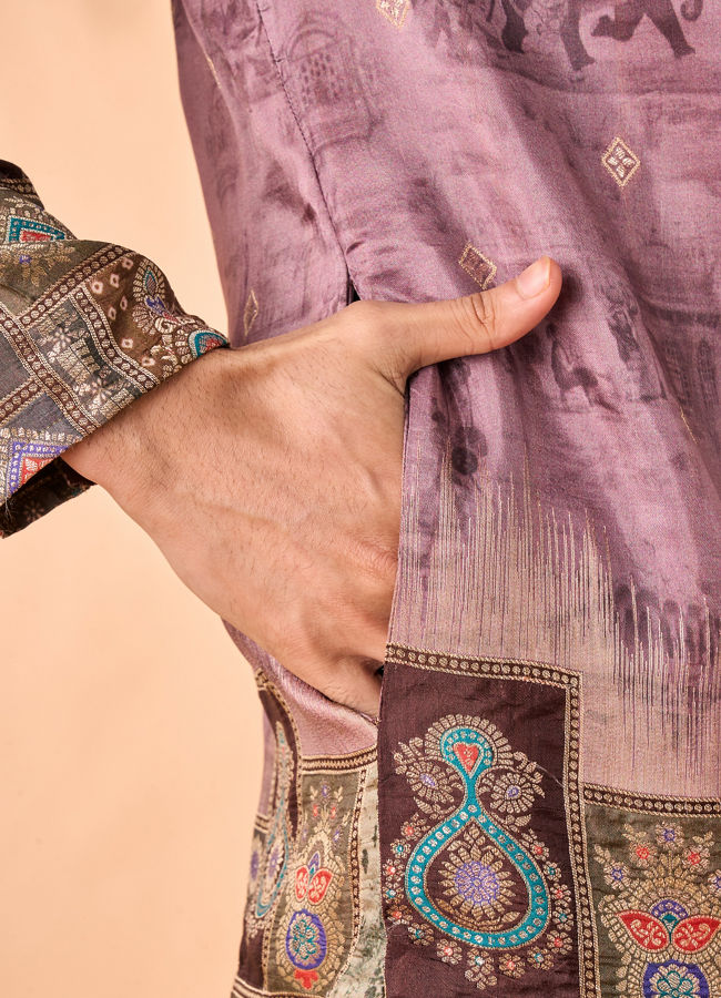 Manyavar Men Brown Elegance Kurta Pajama