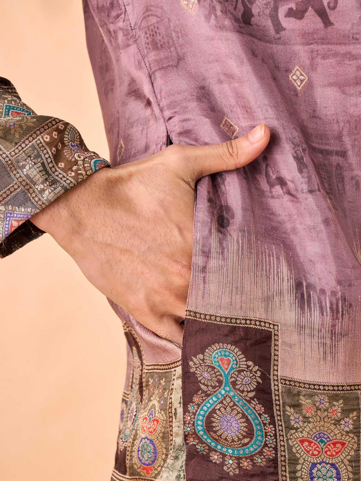 Manyavar Men Brown Elegance Kurta Pajama