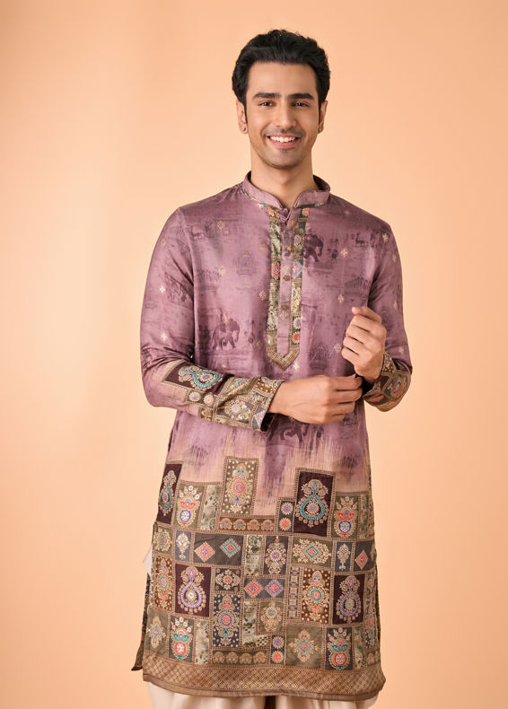 Manyavar Men Brown Elegance Kurta Pajama