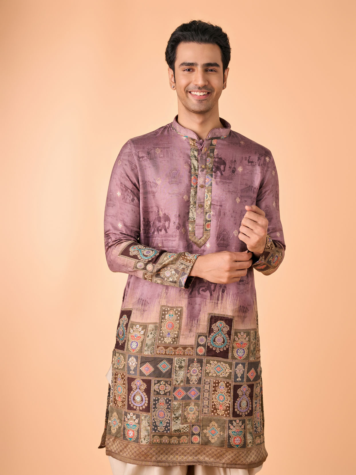 Manyavar Men Brown Elegance Kurta Patiala