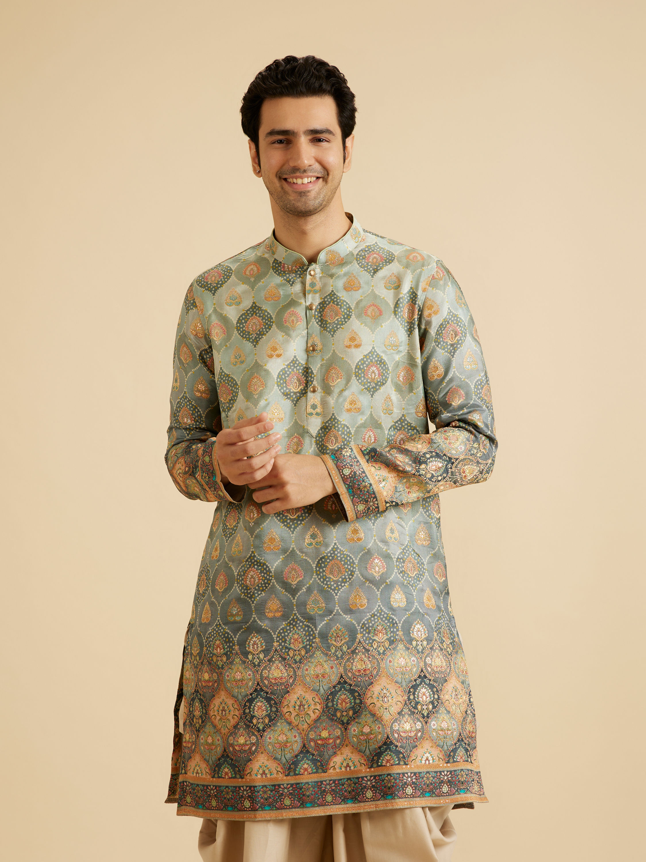 Manyavar Men Green Elegance Kurta Pajama