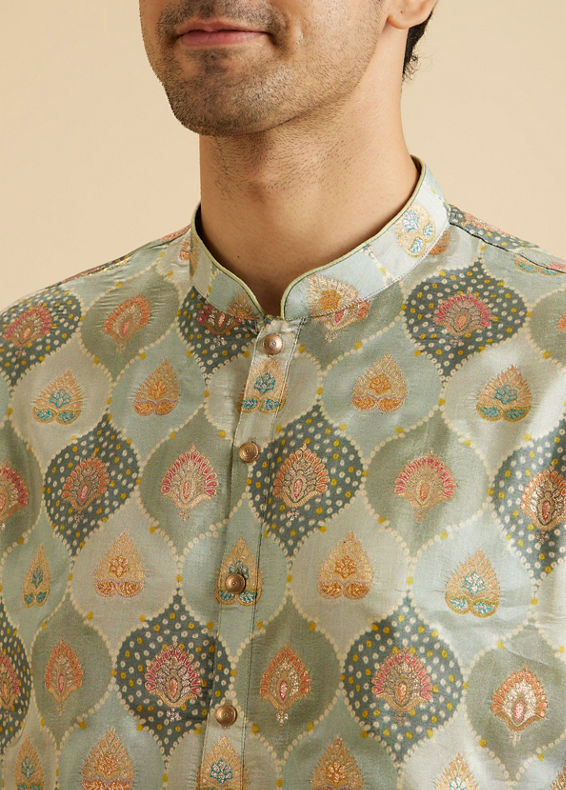 Manyavar Men Green Elegance Kurta Pajama