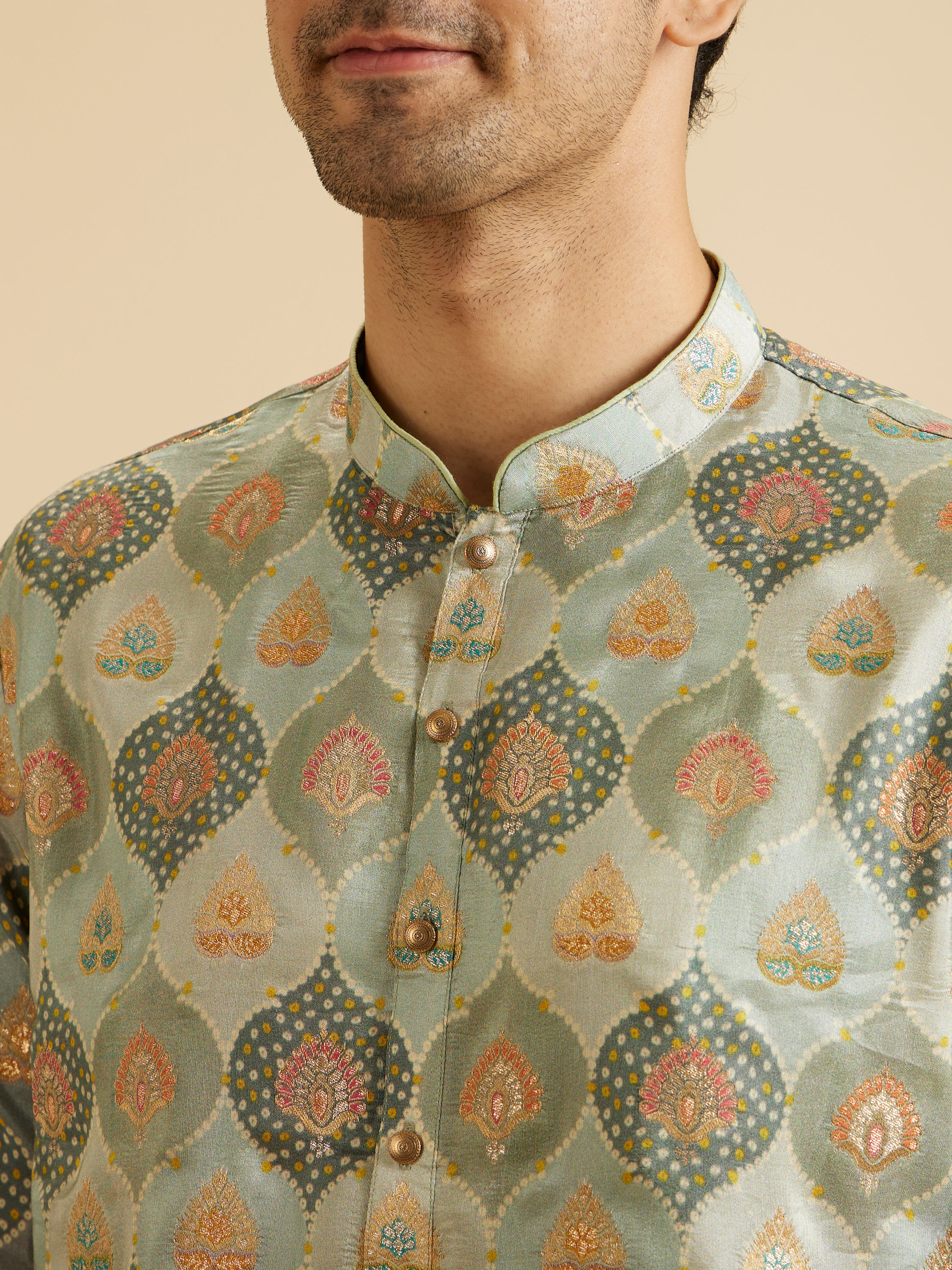 Manyavar Men Green Elegance Kurta Pajama