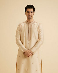 Manyavar Men Beige Elegance Kurta Pajama