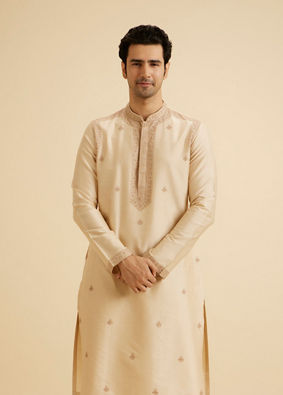 Manyavar Men Beige Elegance Kurta Pajama