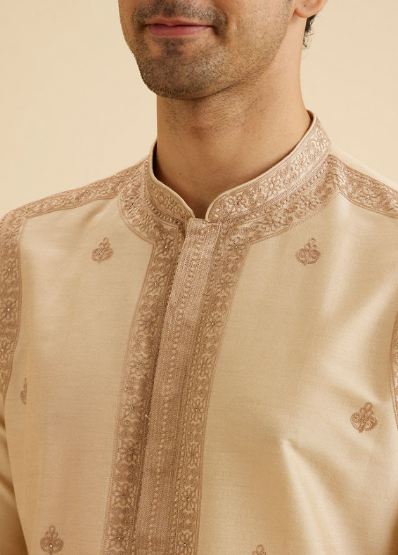 Manyavar Men Beige Elegance Kurta Pajama