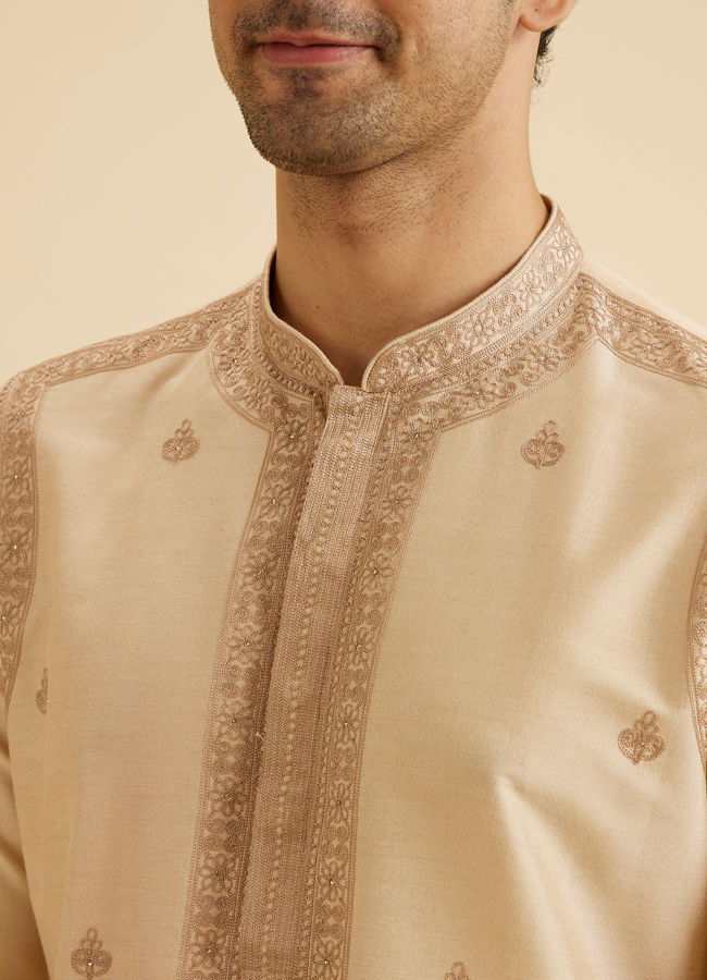 Manyavar Men Beige Elegance Kurta Pajama