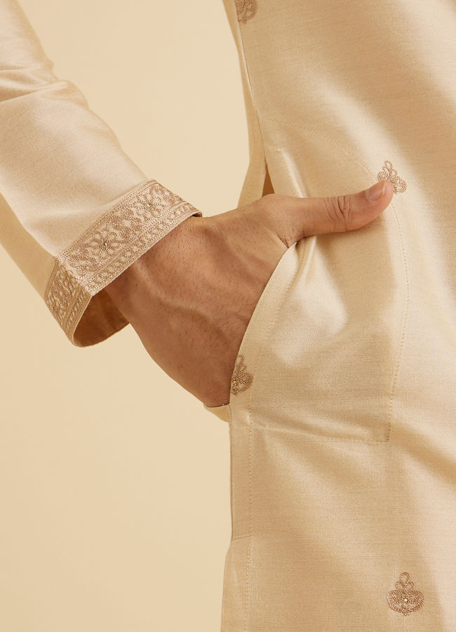 Manyavar Men Beige Elegance Kurta Pajama