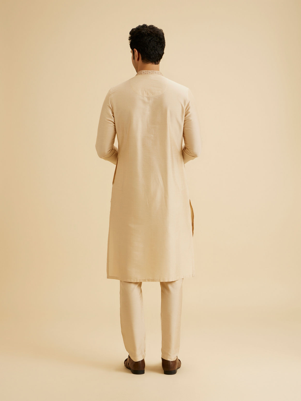 Manyavar Men Beige Elegance Kurta Pajama