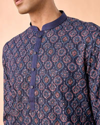 Manyavar Men Dark Blue Enchanting Kurta Pajama