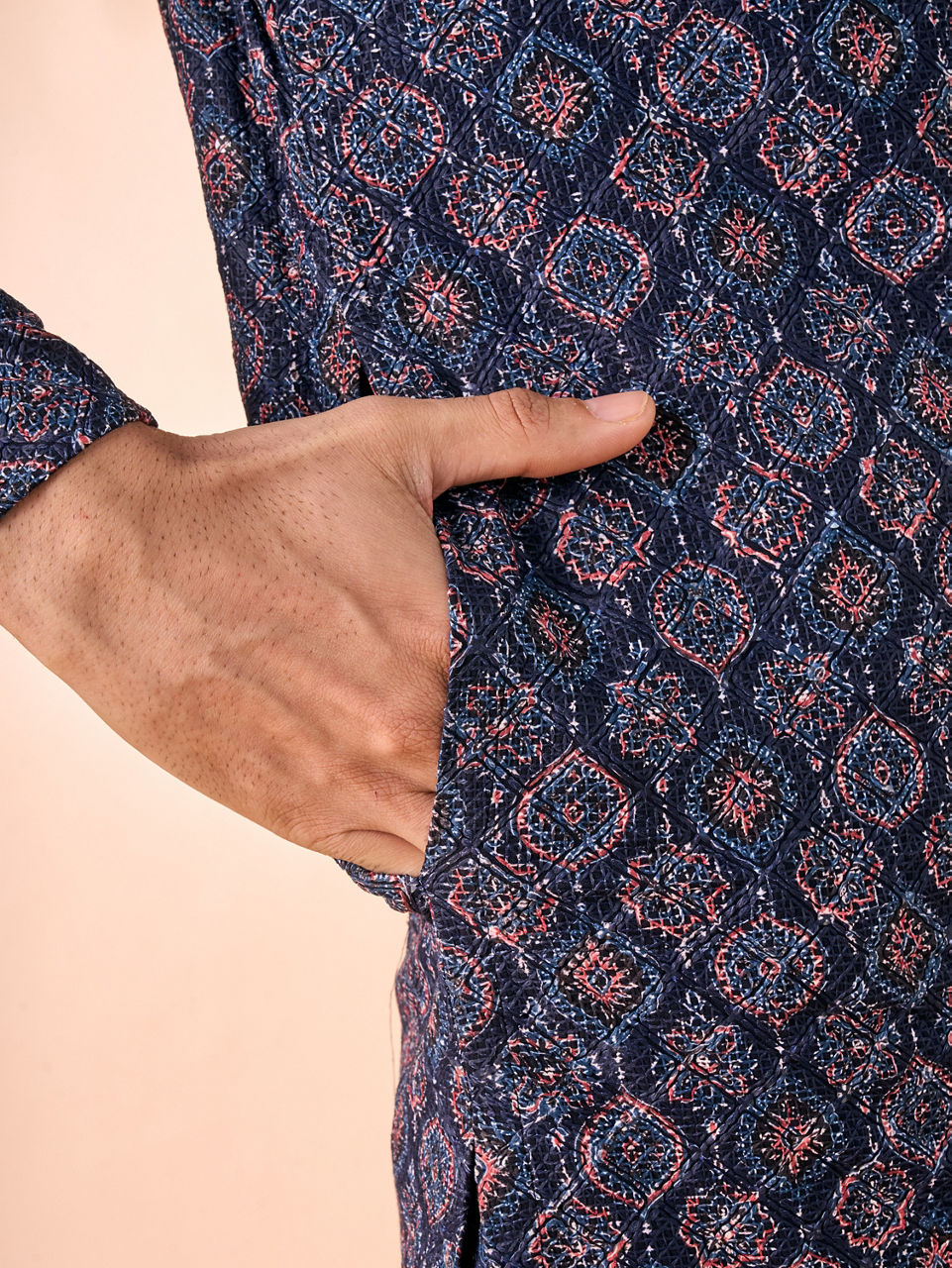 Manyavar Men Dark Blue Enchanting Kurta Pajama