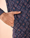 Manyavar Men Dark Blue Enchanting Kurta Pajama