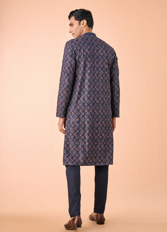 Manyavar Men Dark Blue Enchanting Kurta Pajama