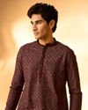 Manyavar Men Maroon Elegance Kurta Pajama