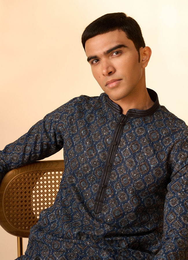 Manyavar Men Mid Blue Charisma Kurta Pajama