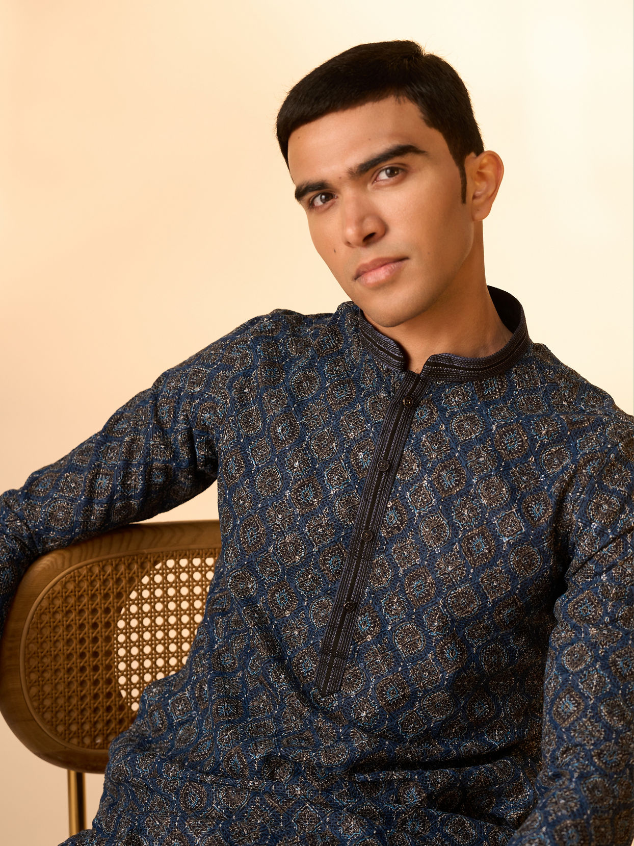 Manyavar Men Mid Blue Charisma Kurta Pajama