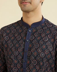 Manyavar Men Elegant Dark Blue Kurta Pant