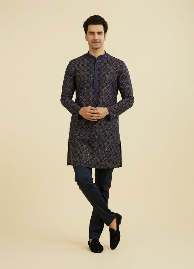 Manyavar Men Elegant Dark Blue Kurta Pant