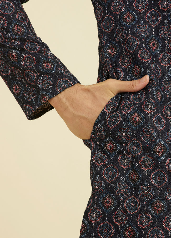 Manyavar Men Elegant Dark Blue Kurta Pant