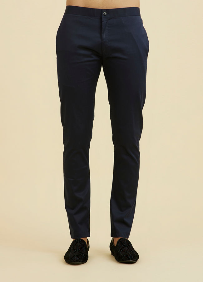 Manyavar Men Elegant Dark Blue Kurta Pant