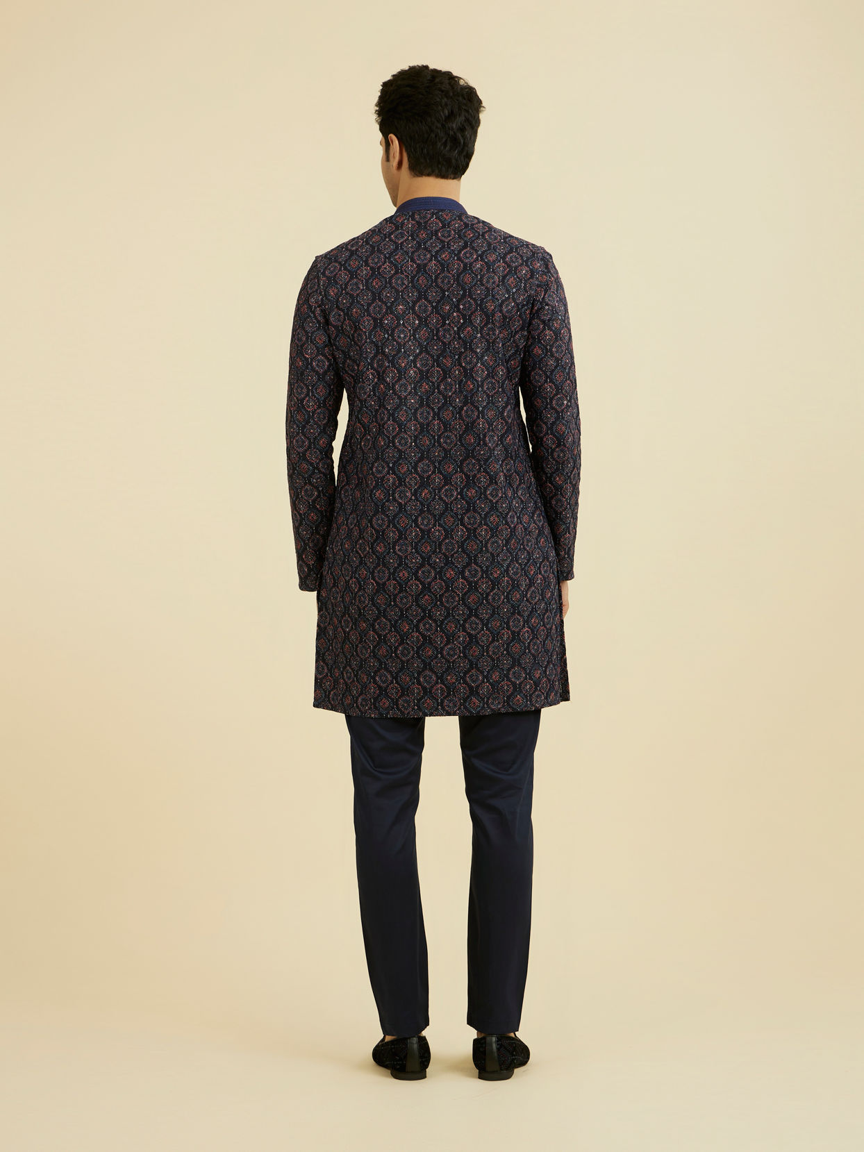 Manyavar Men Elegant Dark Blue Kurta Pant