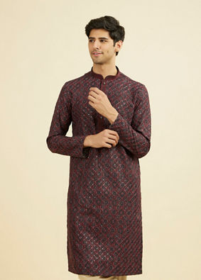Manyavar Men Maroon Elegance Kurta Pajama
