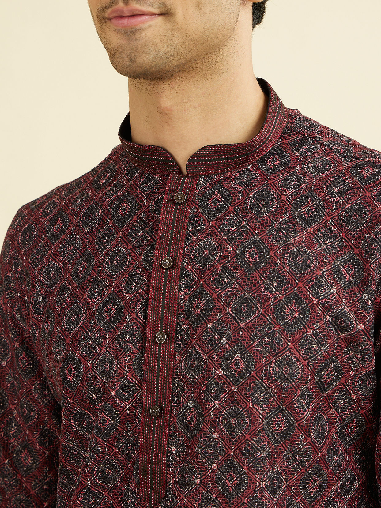 Manyavar Men Maroon Elegance Kurta Pajama