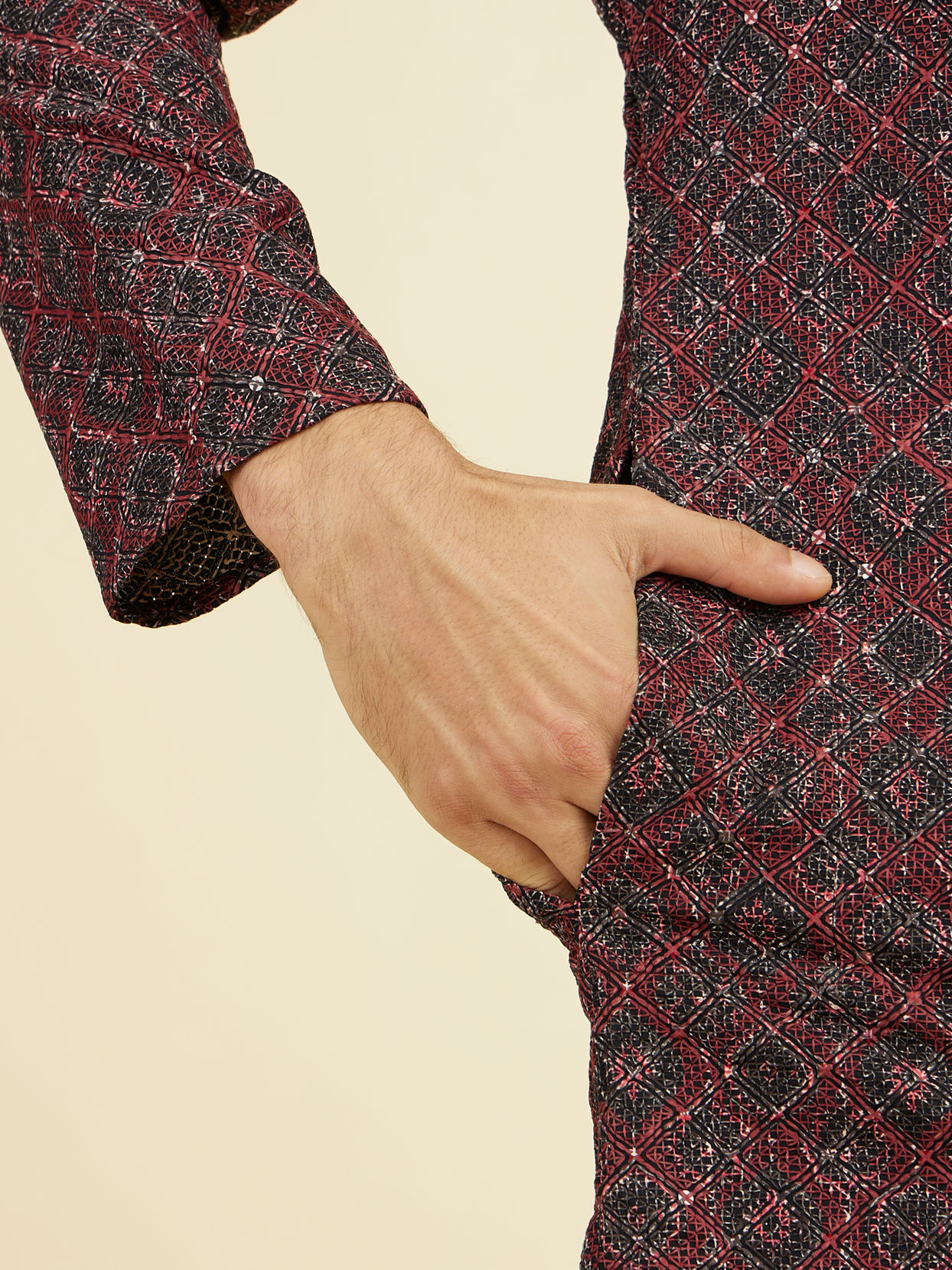 Manyavar Men Maroon Elegance Kurta Pajama