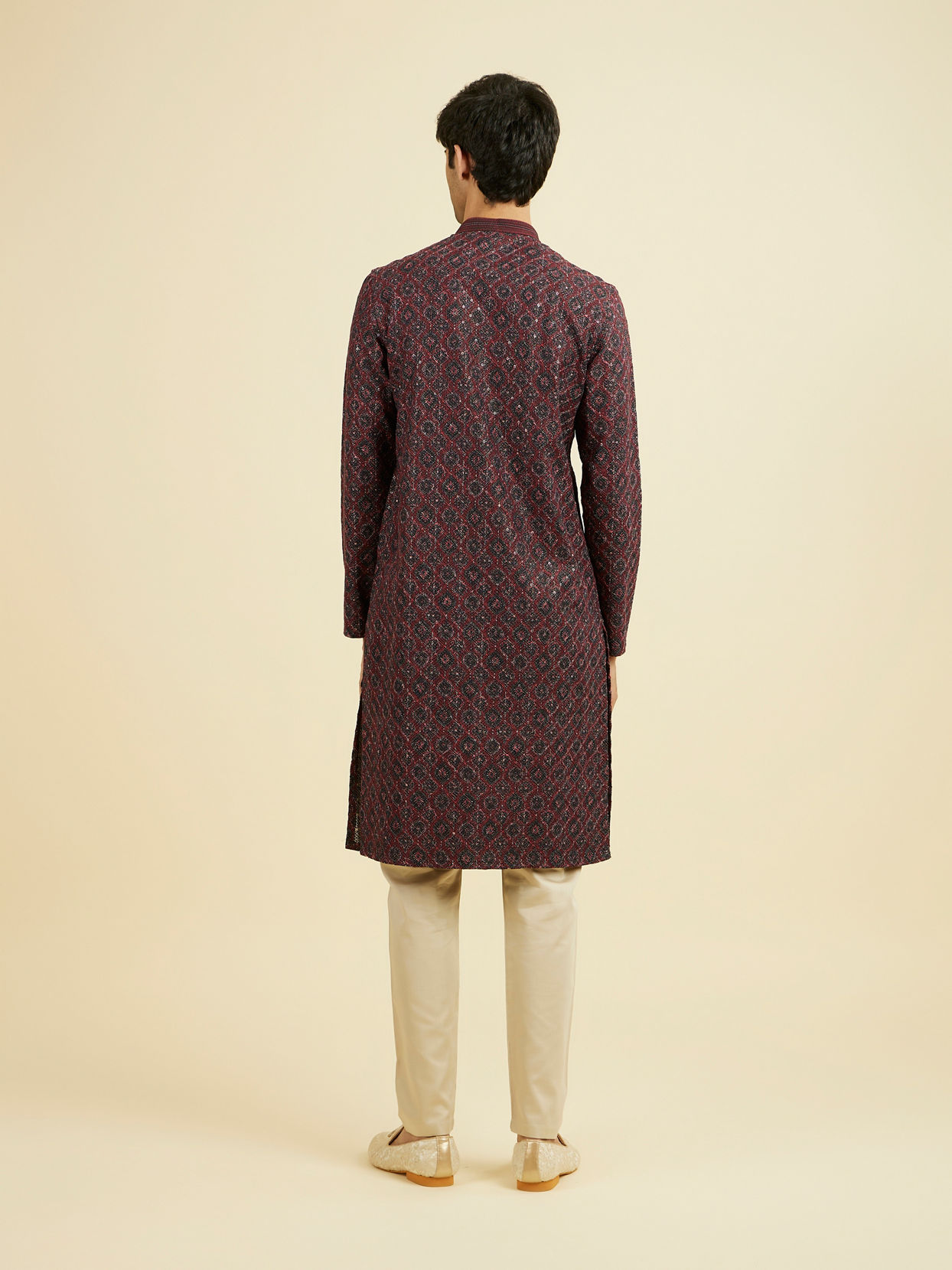 Manyavar Men Maroon Elegance Kurta Pajama