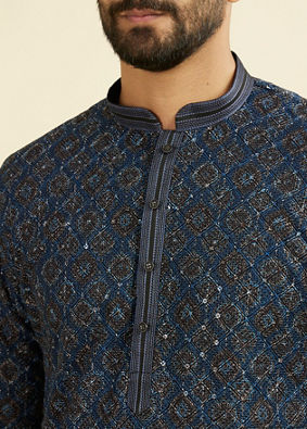 Manyavar Men Mid Blue Charisma Kurta Pajama