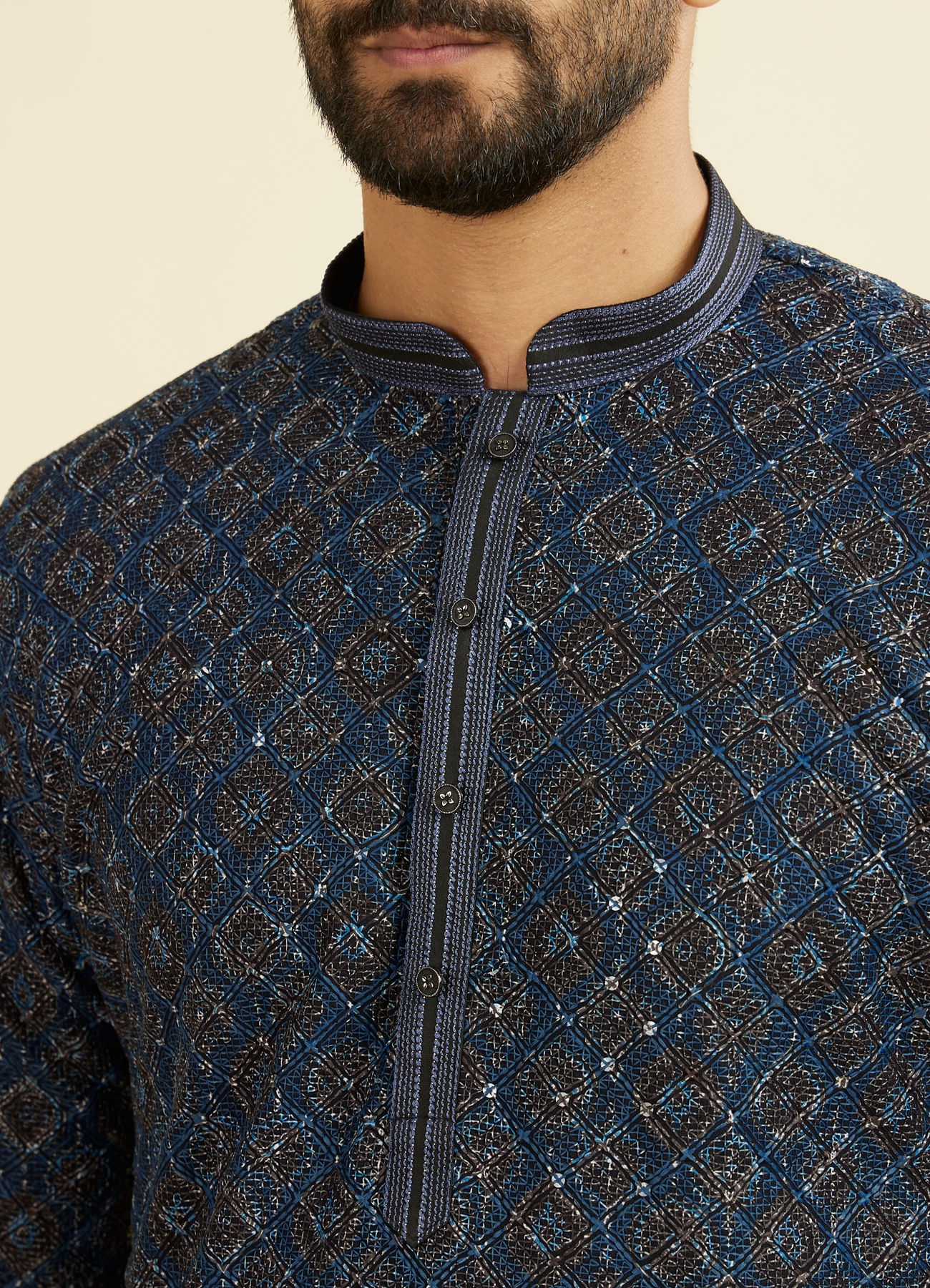 Manyavar Men Mid Blue Charisma Kurta Pajama