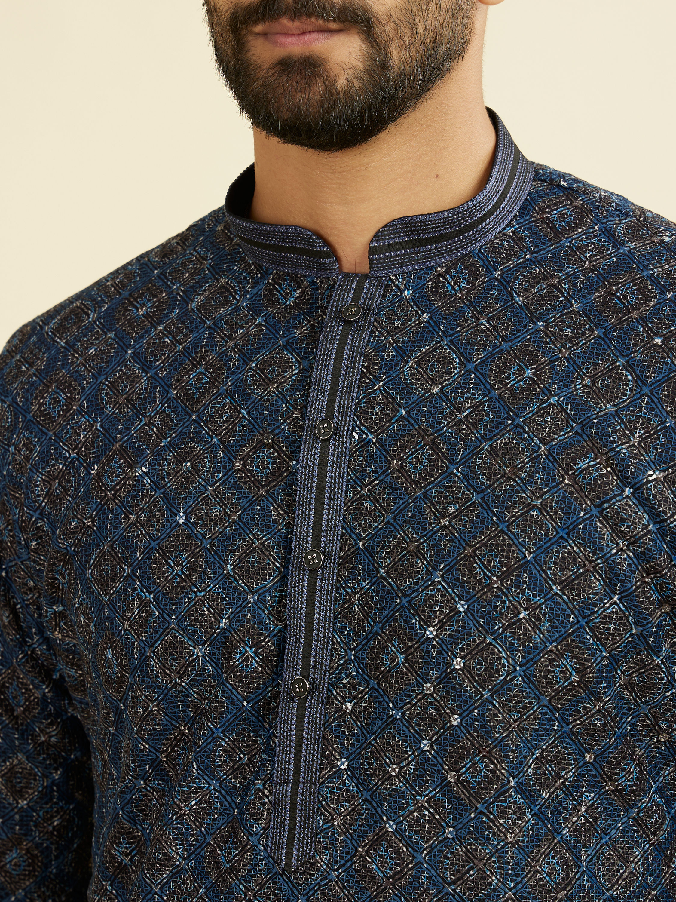 Manyavar Men Mid Blue Charisma Kurta Pajama