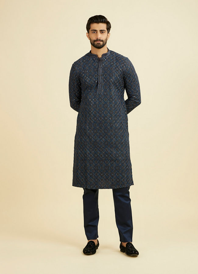 Manyavar Men Mid Blue Charisma Kurta Pajama