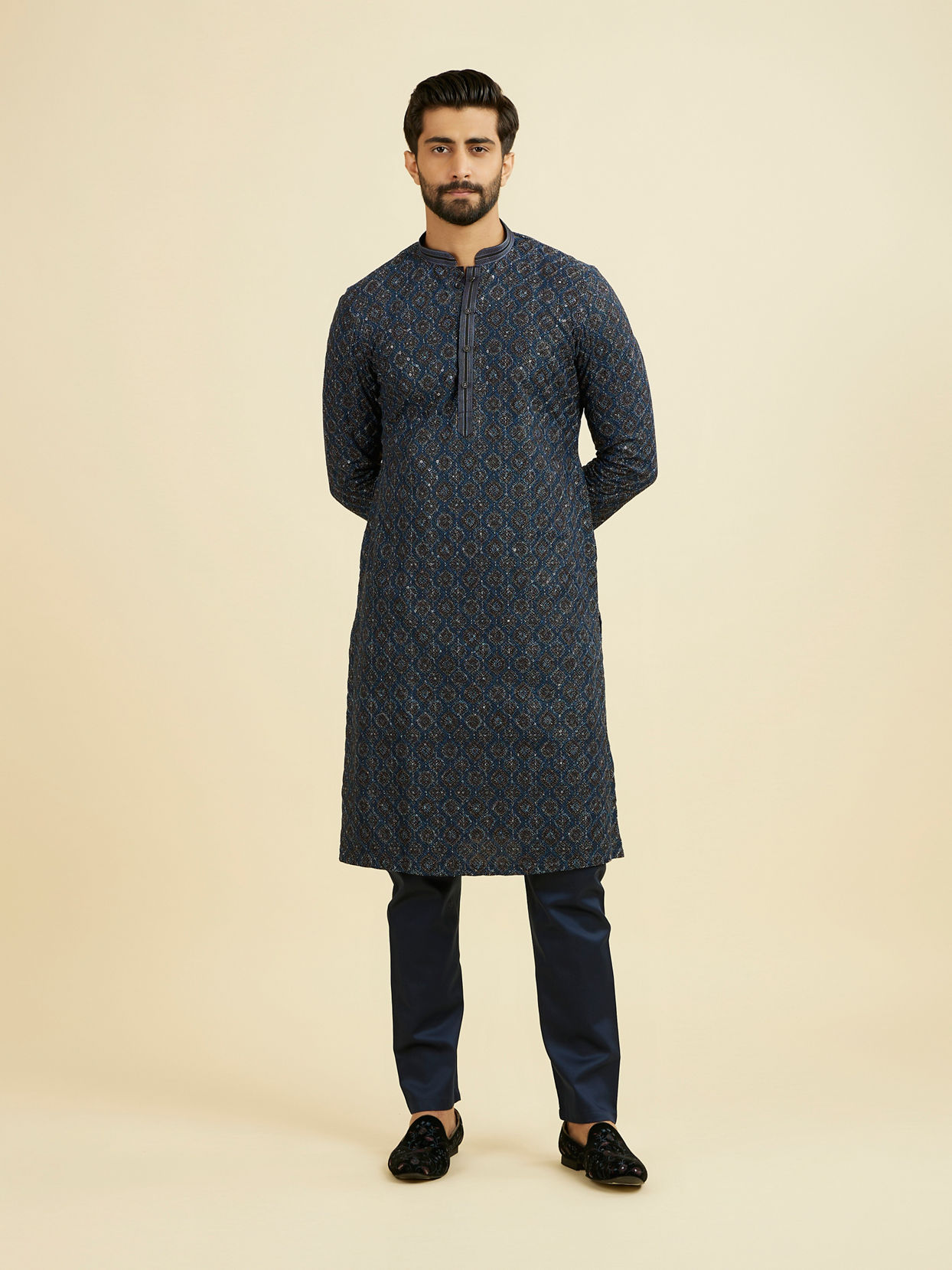 Manyavar Men Mid Blue Charisma Kurta Pajama