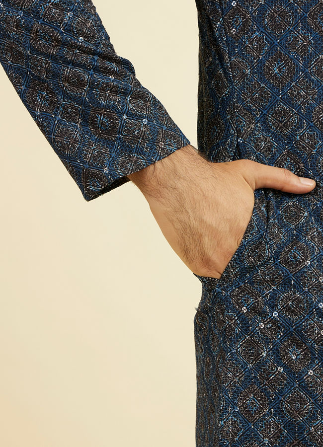 Manyavar Men Mid Blue Charisma Kurta Pajama