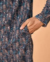 Manyavar Men Teal Blue Extravaganza Kurta Pajama