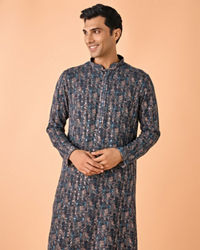 Manyavar Men Teal Blue Extravaganza Kurta Pajama