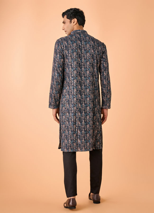 Manyavar Men Teal Blue Extravaganza Kurta Pajama