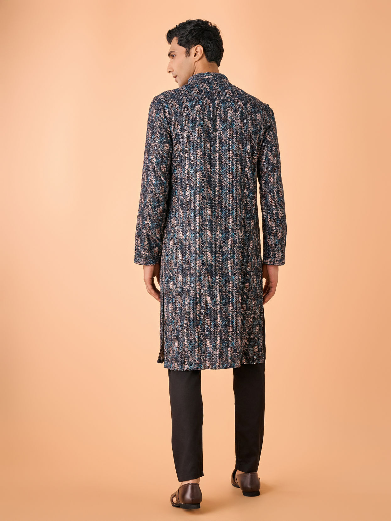 Manyavar Men Teal Blue Extravaganza Kurta Pajama