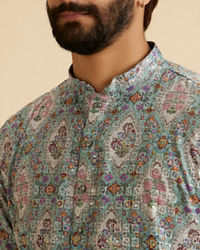 Manyavar Men Aqua Green Exquisite Kurta Pajama