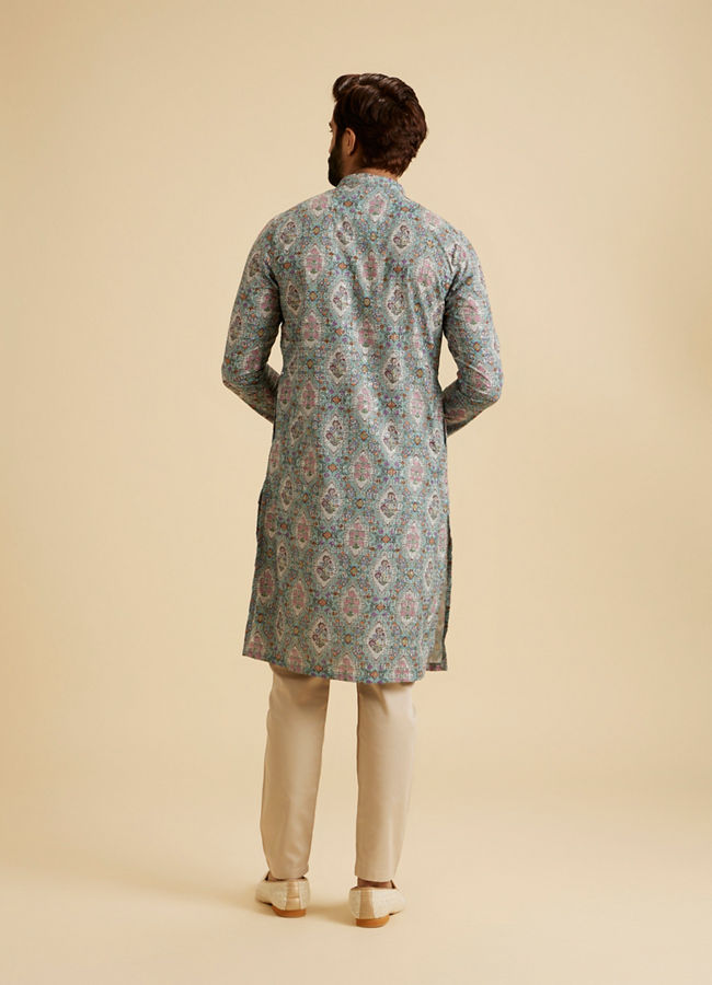 Manyavar Men Aqua Green Exquisite Kurta Pajama
